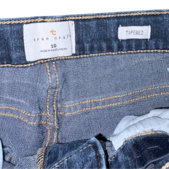 True Craft Girls Adjustable Waist Tapered Jeans-Blue-Dark Wash-Size 16-GUC - Picture 5 of 7